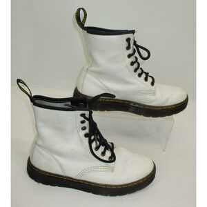 Dr. Doc Martens L Sz 7 Men's 6 Leather Zavala White Combat Boots Lace Up 38 EU